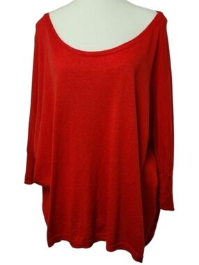 Cabi Red Boatneck Dolman Sleeve Sweater Women’s L Oversized Knit Relaxed Fit